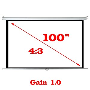 Fergameri 100" 4:3 Manual Pull-Down Projection Screen (White) - Click Image to Close